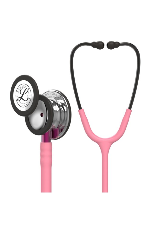 Stetoskop 3M Littmann Classic III, biely, s čiernou farbou, v lekárskej uniforme