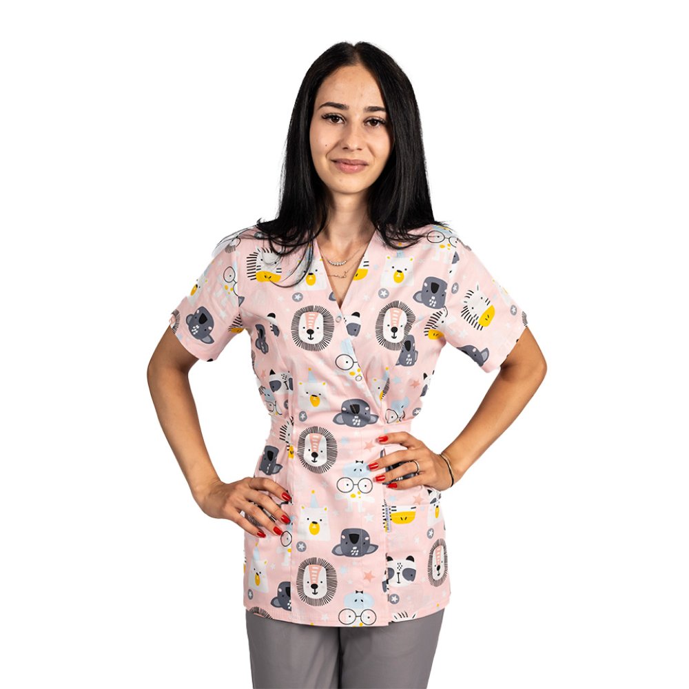 Lekárske kimono s levom a dvoma našitými vreckami