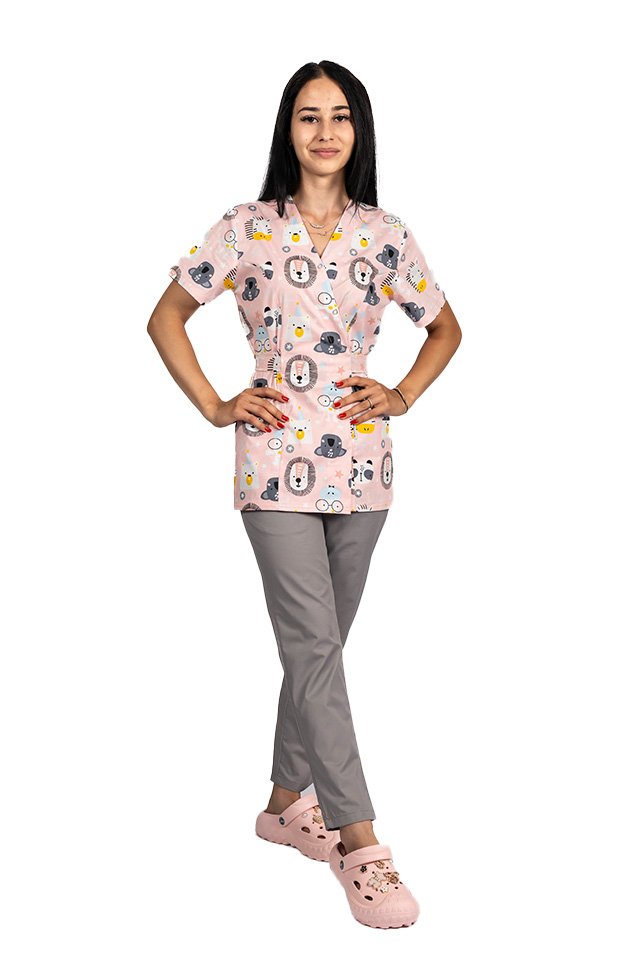 Lekárske kimono s levom a dvoma našitými vreckami