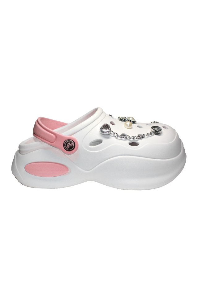 Biele a ružové zdravotné dreváky pre ženy - Dreváky s aplikovanými detailmi