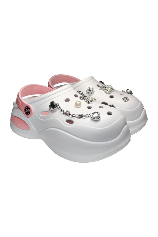 Biele a ružové zdravotné dreváky pre ženy - Dreváky s aplikovanými detailmi