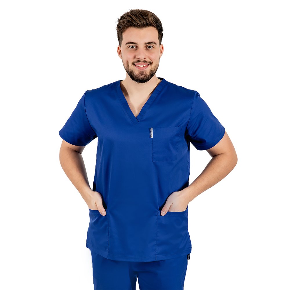 Modrý unisex lekársky oblek pre mužov