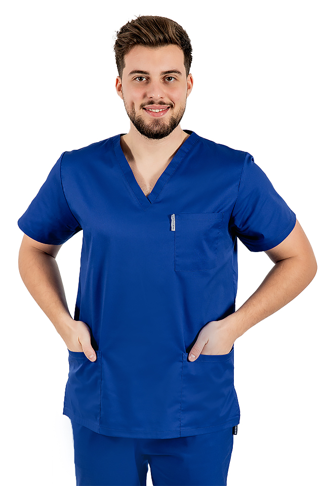 Modrý unisex lekársky oblek pre mužov