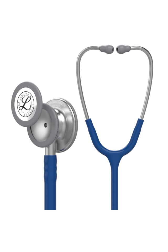 Modro-strieborný stetoskop 3M Littmann, Classic III, lekársky v uniforme