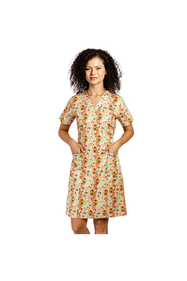 Zdravotné slnečné šaty Yago so zapínaním na šnúrku vzadu a dvoma našitými vreckami